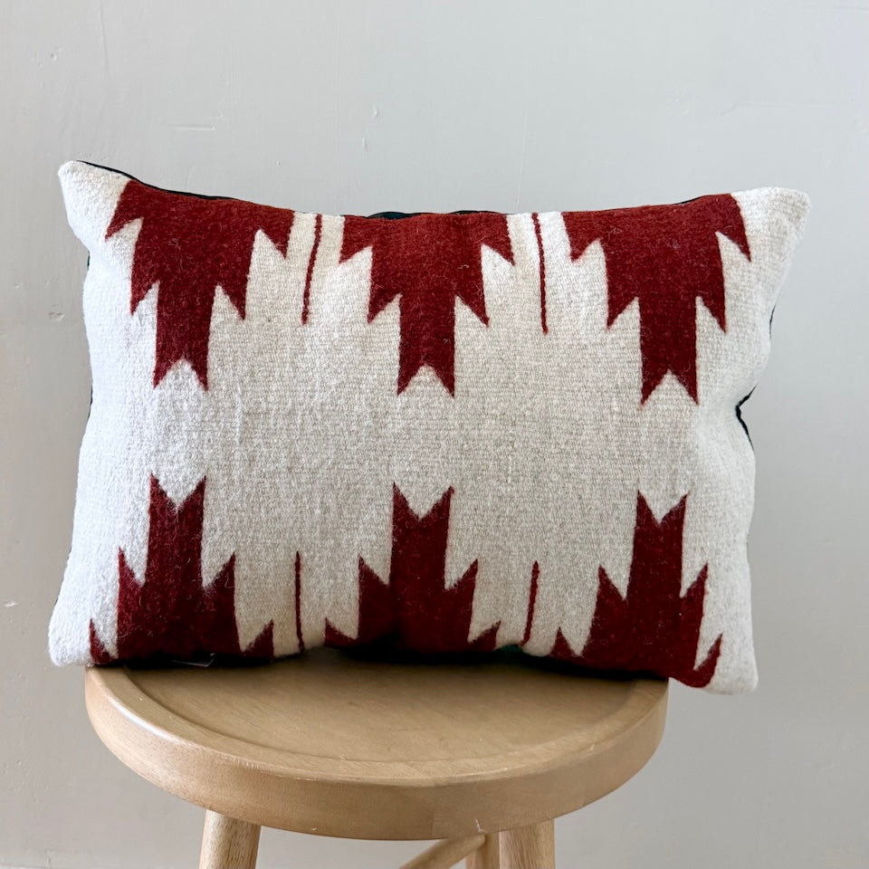 Lumber Teotitlan Wool Throw Pillow - Red & Cream