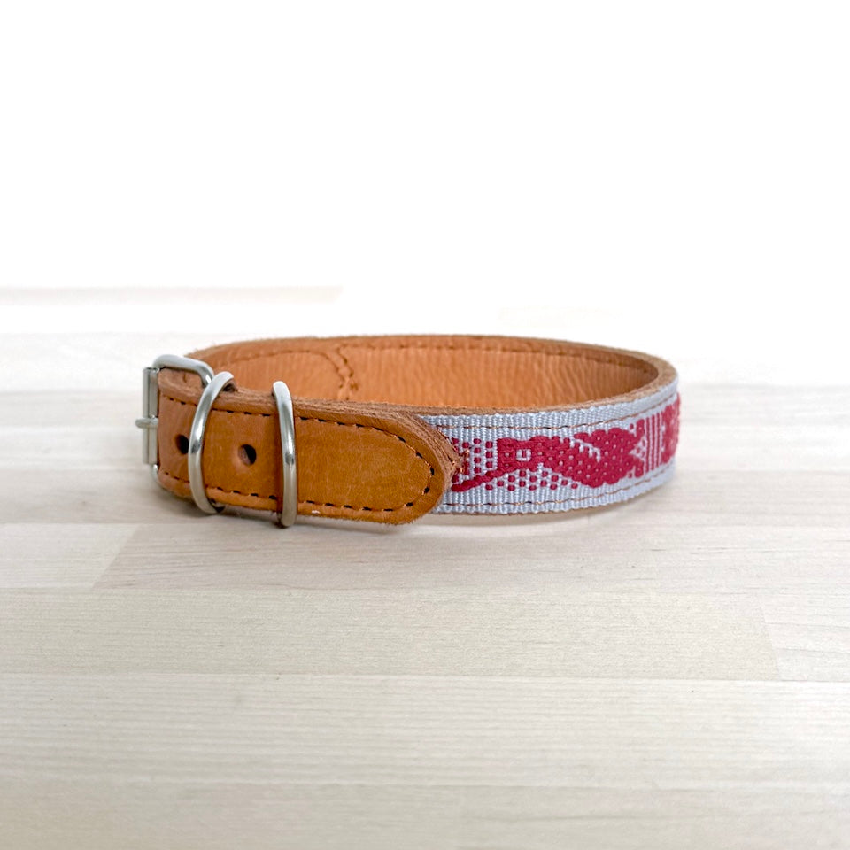Small Waist-loom Leather Dog Collar