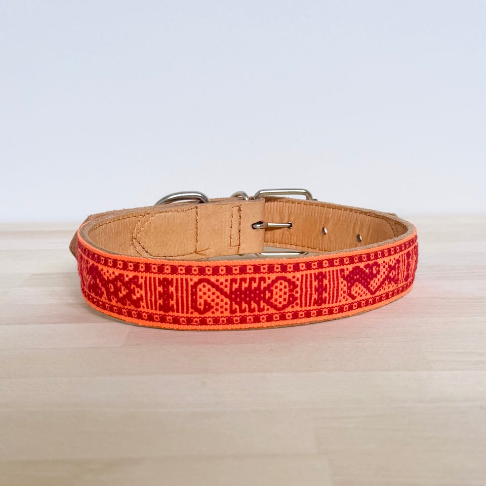 Extra Large Waist-loom Leather Dog Collar