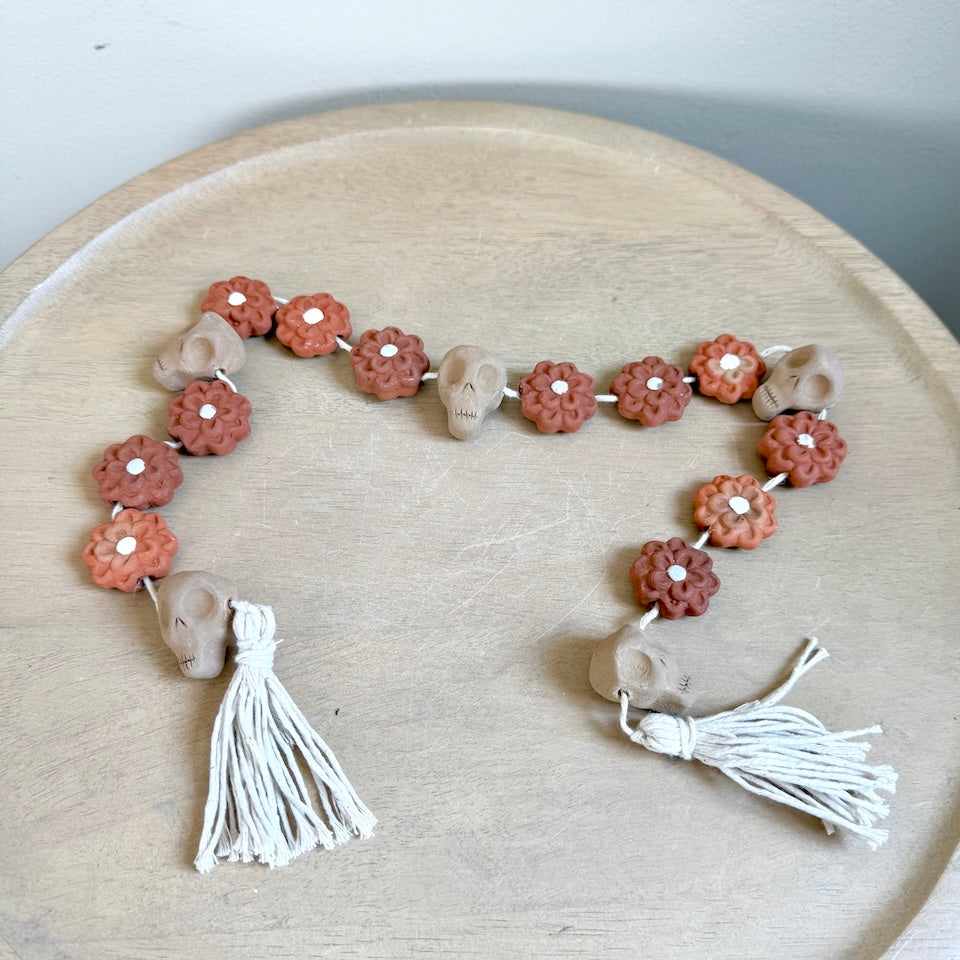 Skeleton and Marigold Clay Garland