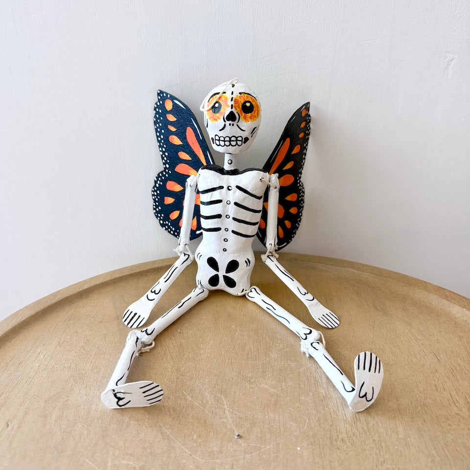White Skeleton with Monarch Butterfly Wings