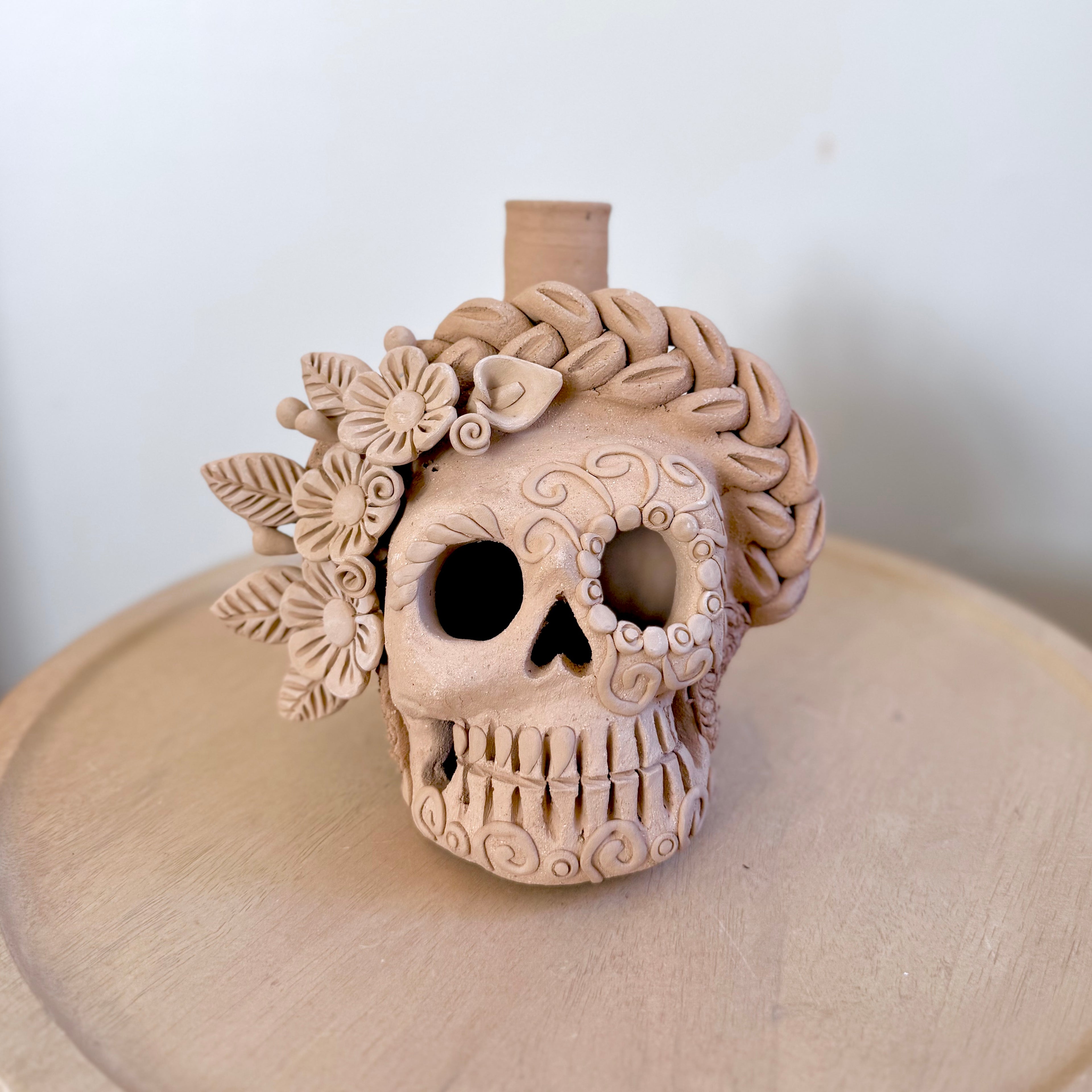 Natural Single Candle Holder Calaveritas Catrinas