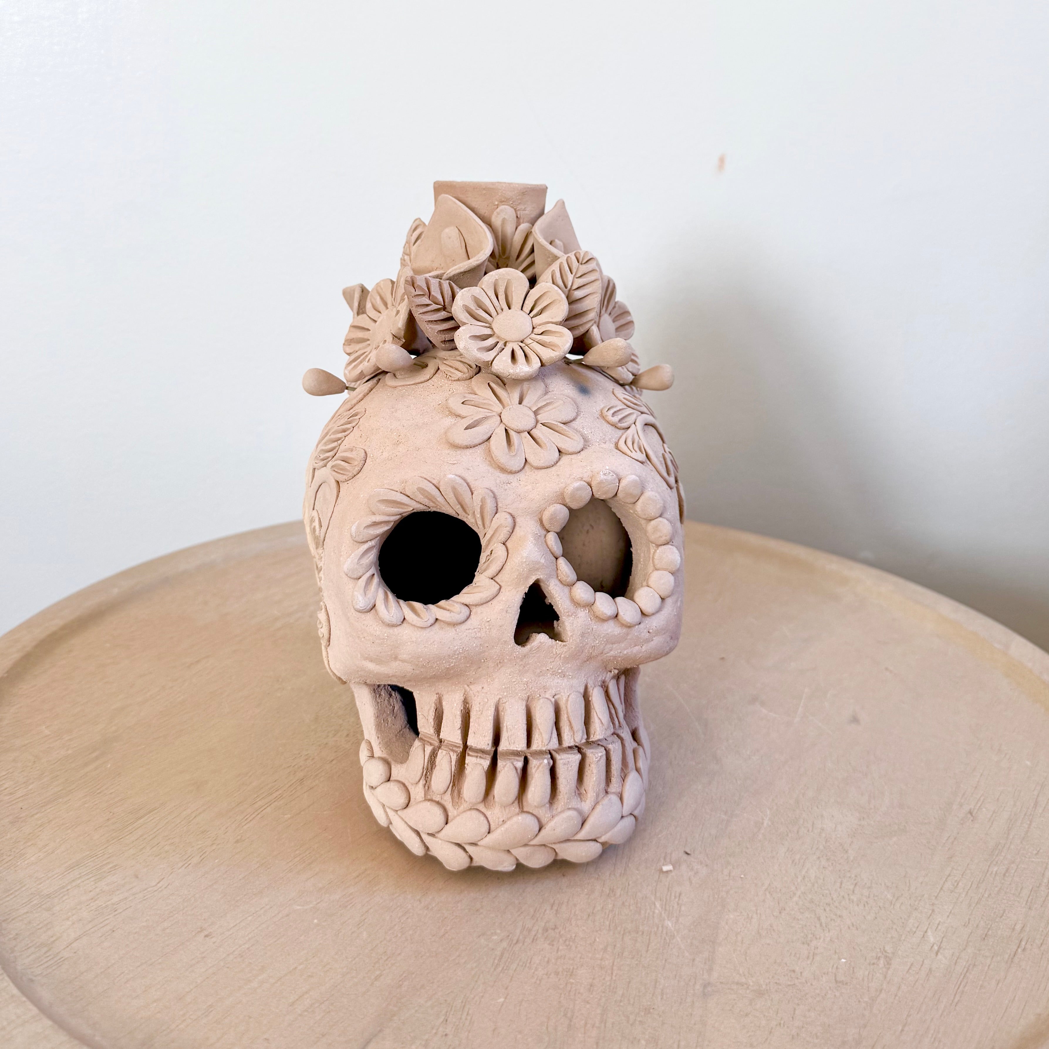 Natural Single Candle Holder Calaveritas Catrinas