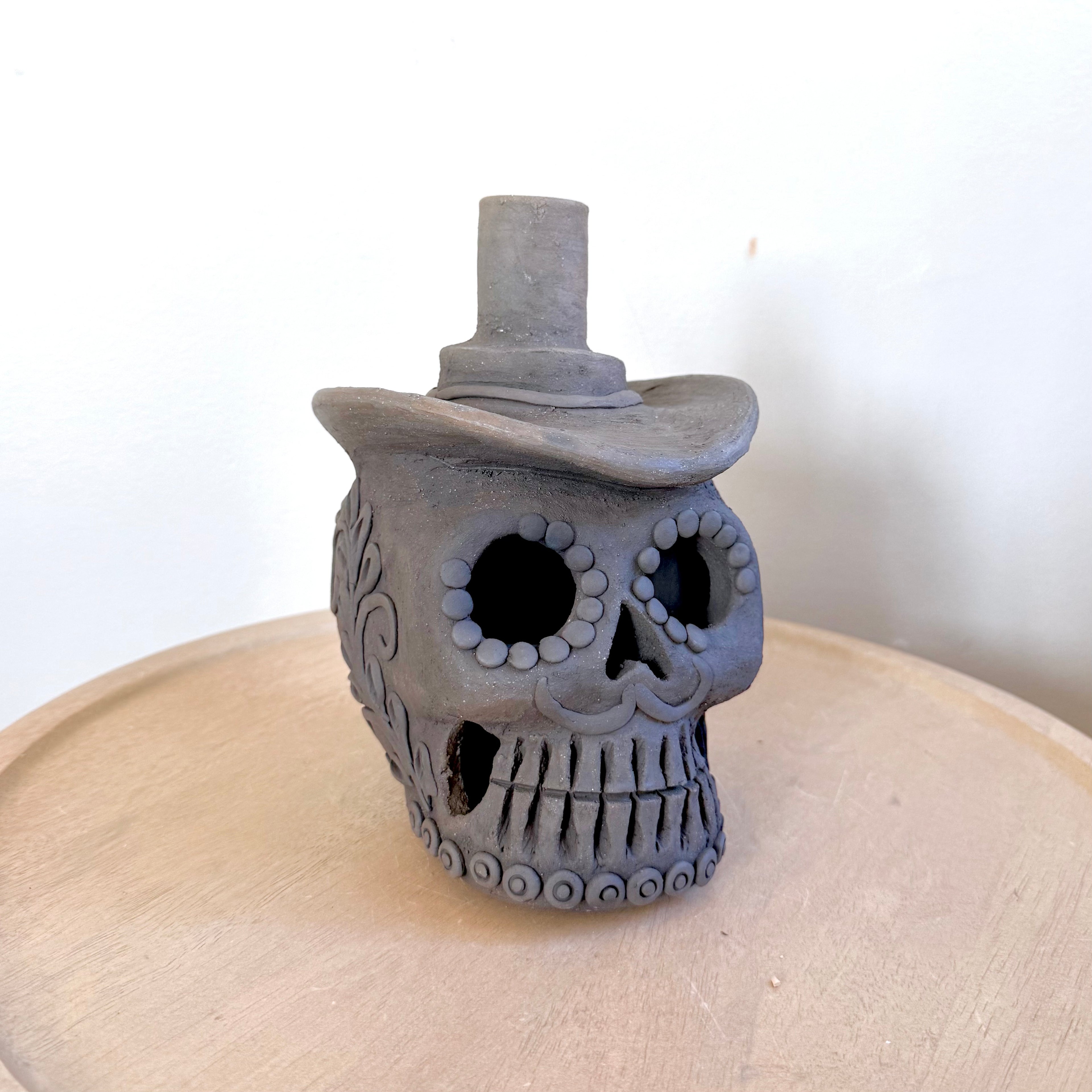 Ahumado Single Candle Holder Calaveritas Catrines