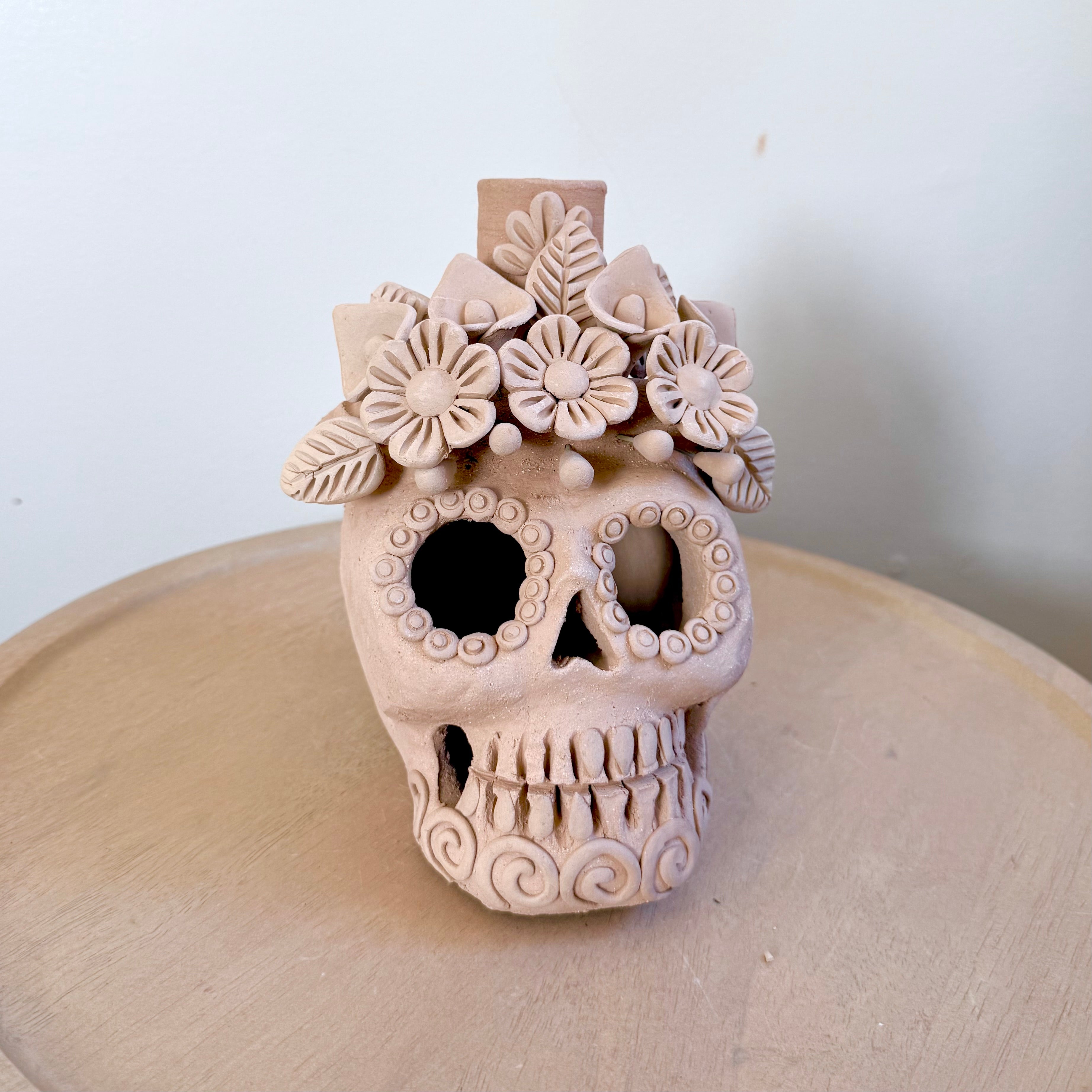 Natural Single Candle Holder Calaveritas Catrinas