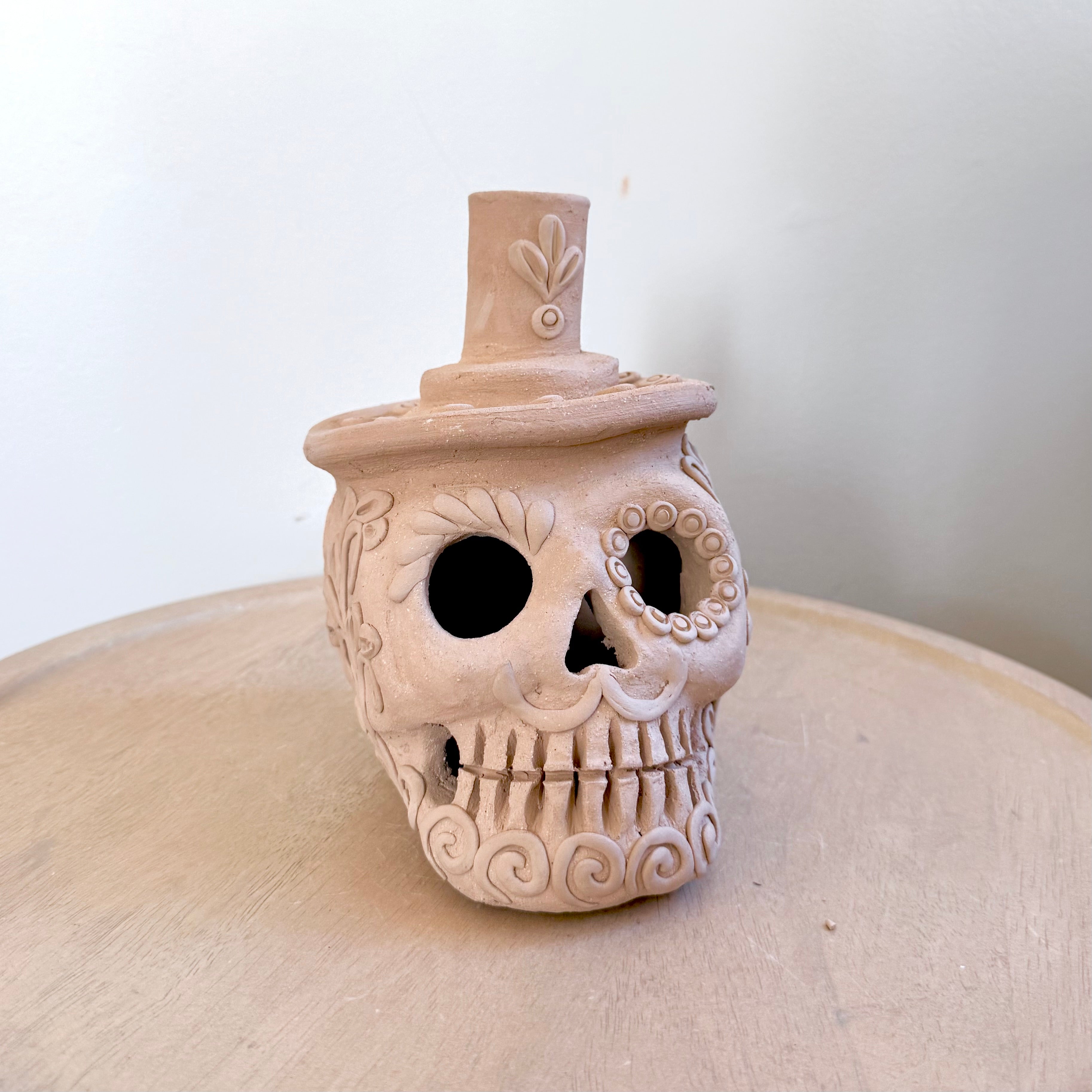 Natural Single Candle Holder Calaveritas Catrines