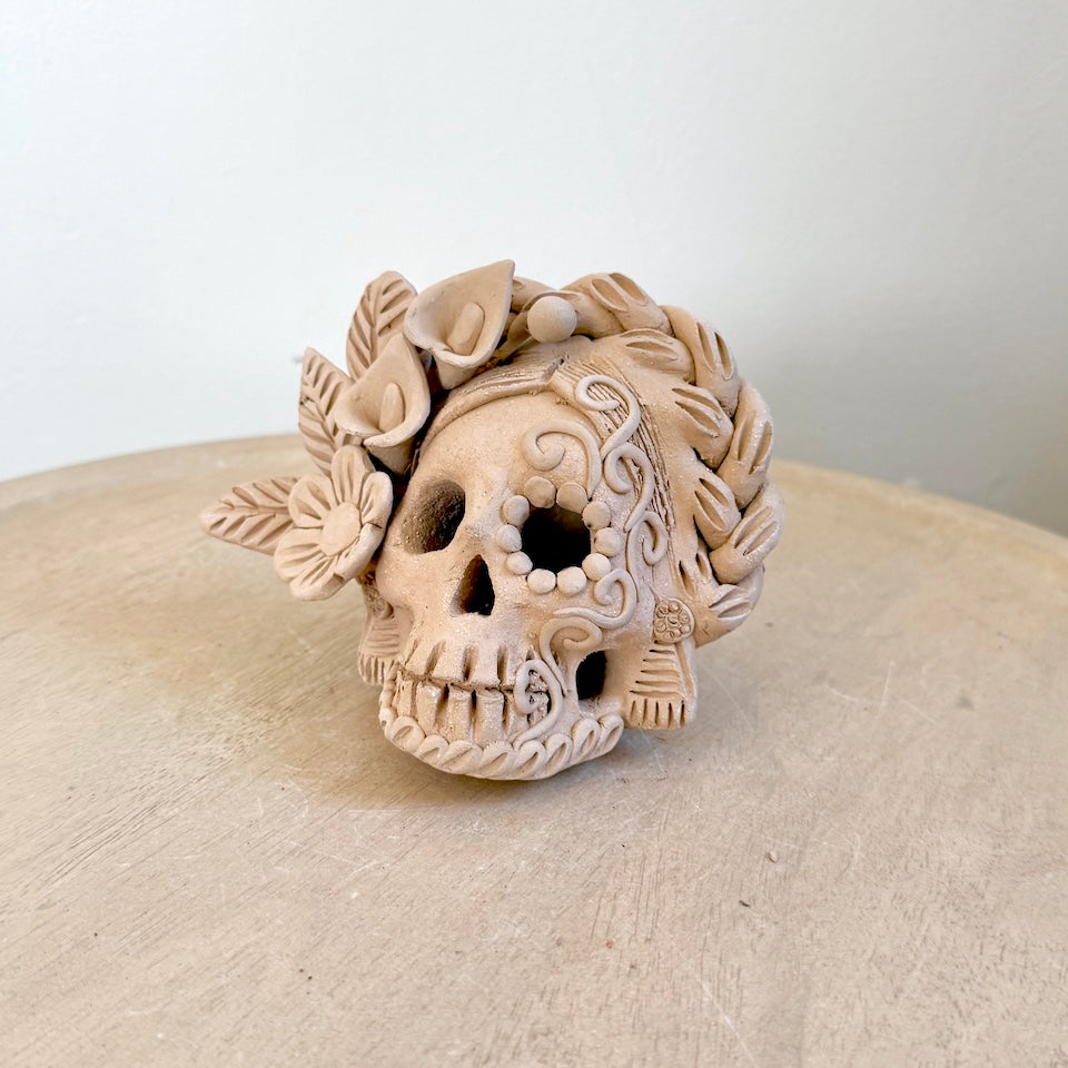 Small Gaytan Natural Flower Catrina Skulls