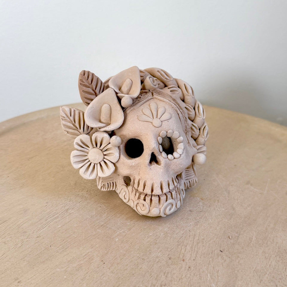 Small Gaytan Natural Flower Catrina Skulls