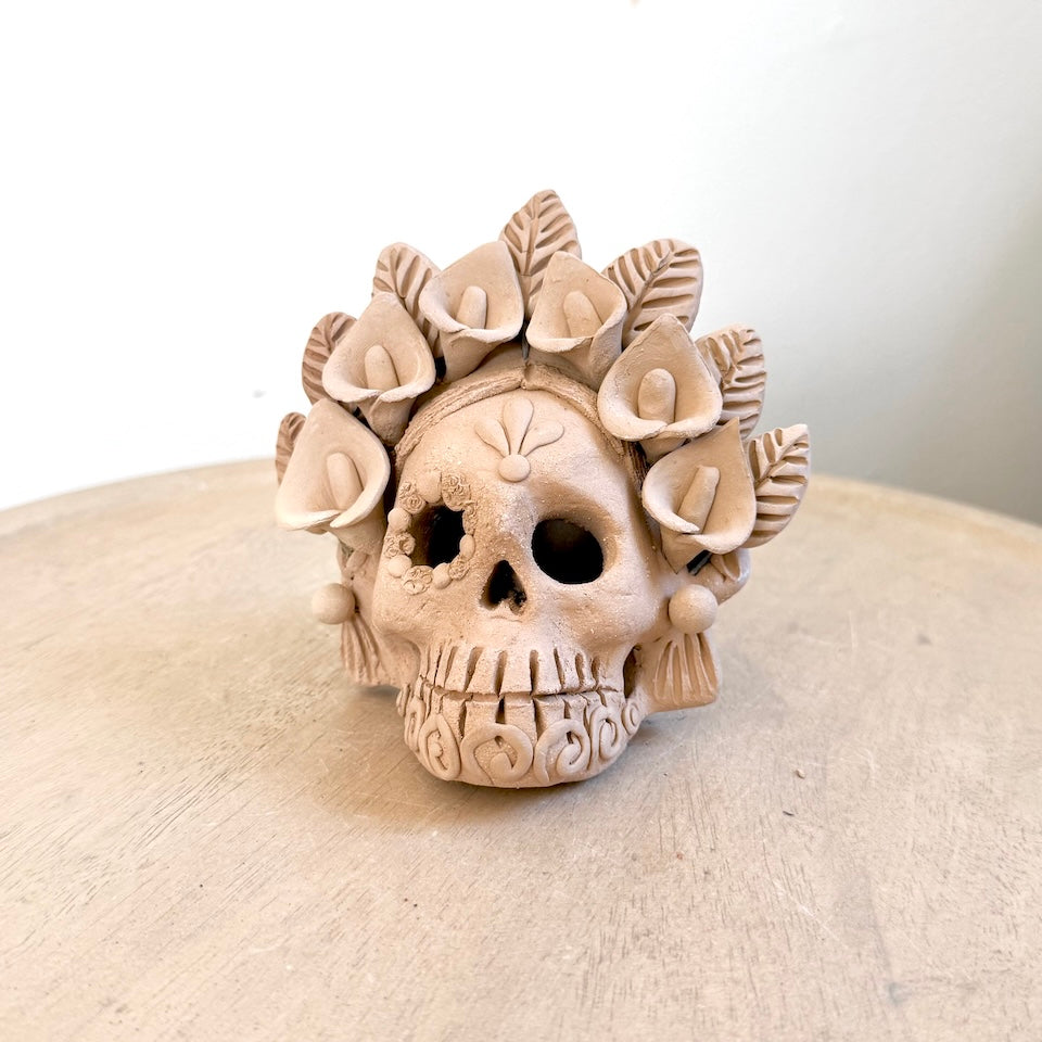 Small Gaytan Natural Flower Catrina Skulls