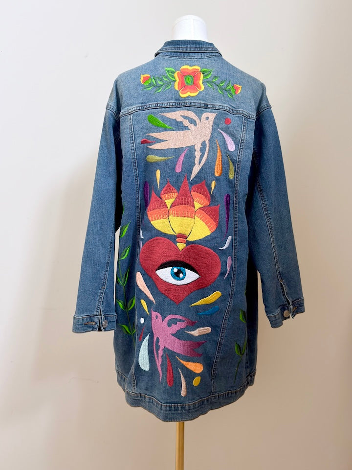 Embroidered Sacred Heart Denim Dress