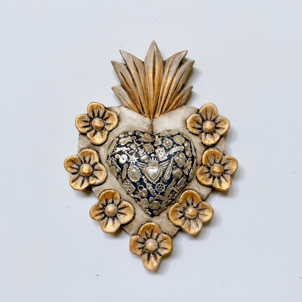 Floral Sacred Hearts with Milagro Charms
