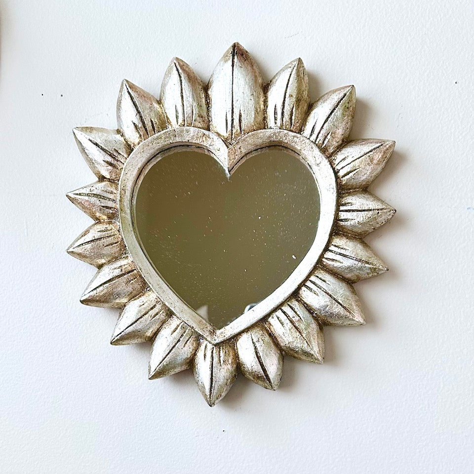 Silver Leaf Heart Mirrors