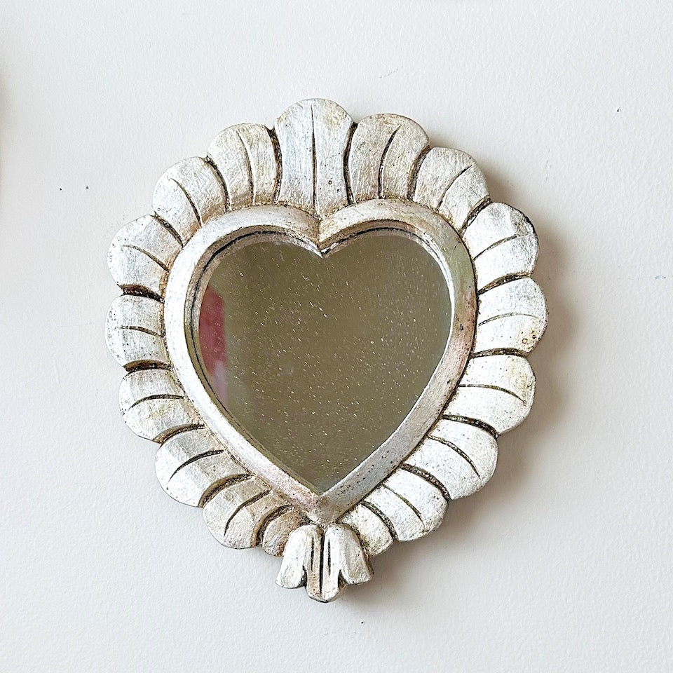 Silver Leaf Heart Mirrors