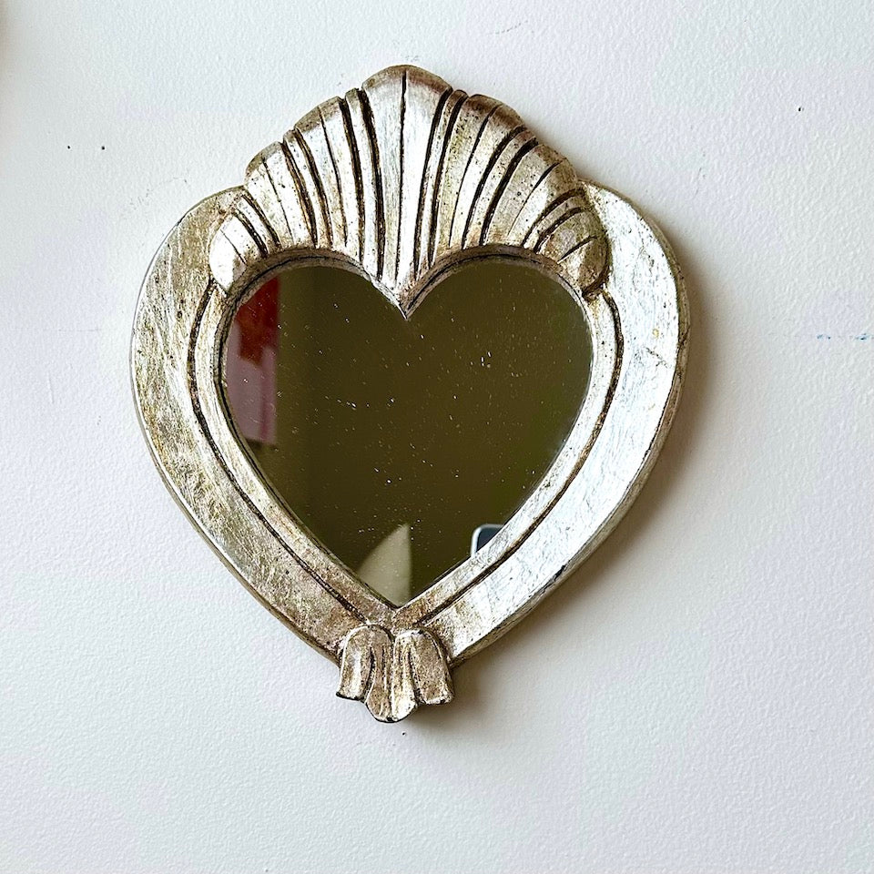 Silver Leaf Heart Mirrors