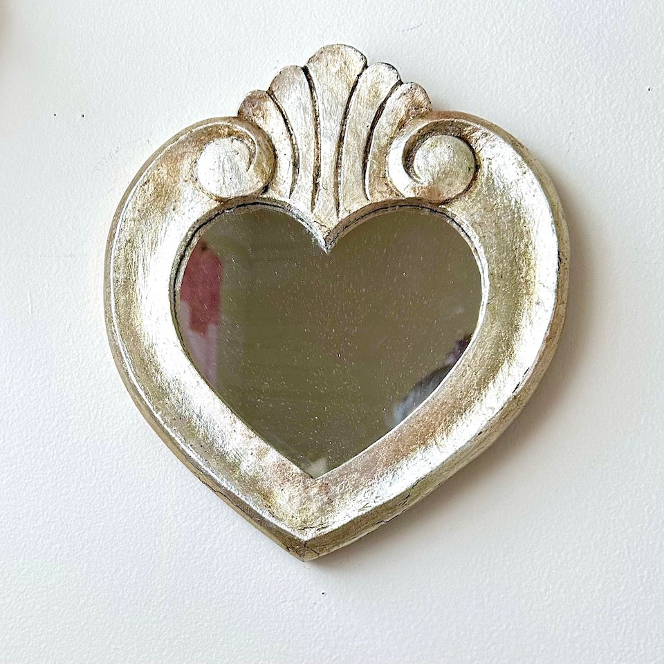 Silver Leaf Heart Mirrors