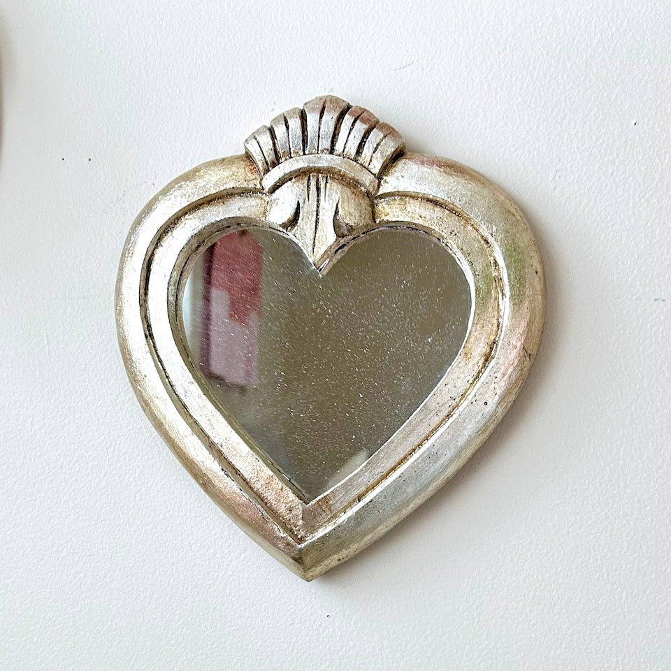 Silver Leaf Heart Mirrors