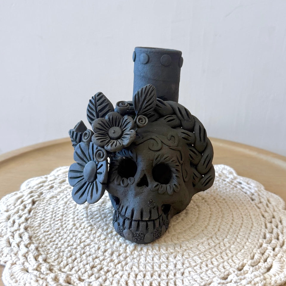 Medium Ahumado Candle Holder Calaveritas Catrinas