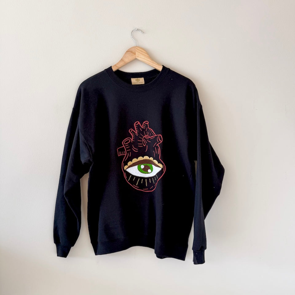 Black Embroidered Pullover Sweater