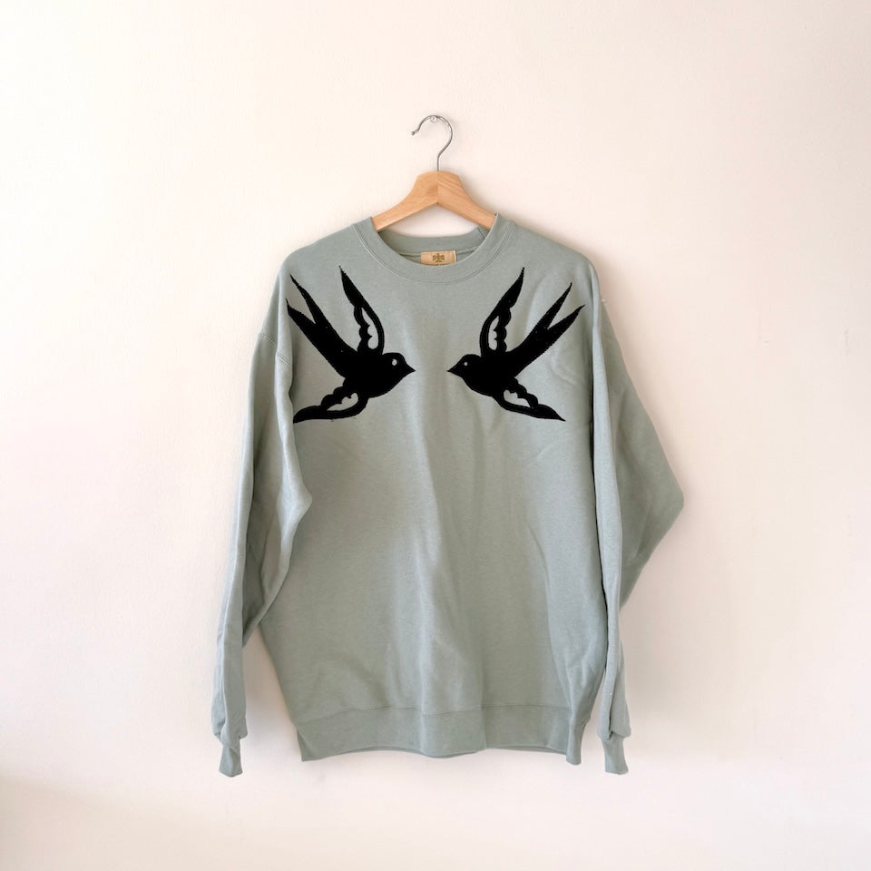 Light Green Embroidered Pullover Sweater