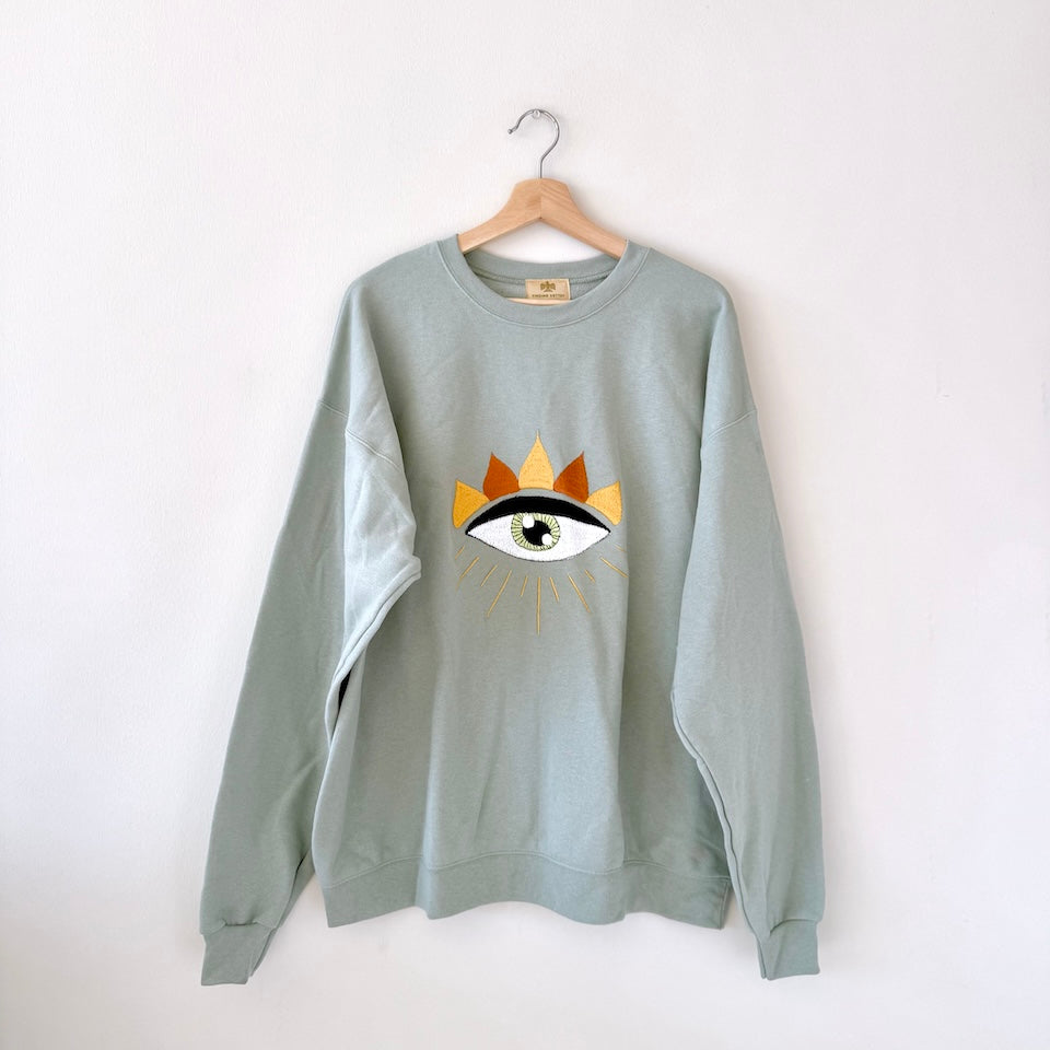 Light Green Embroidered Pullover Sweater