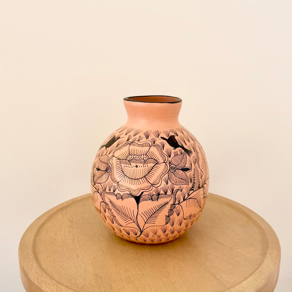 Medium Light Brown Oval Huancinto Flower Vase