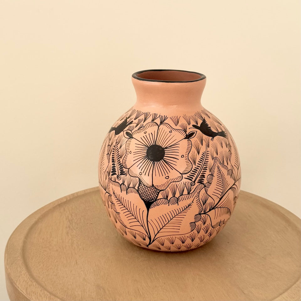 Medium Light Brown Oval Huancinto Flower Vase