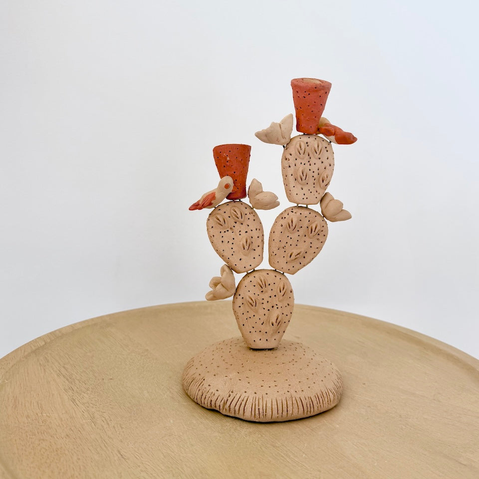 Nopalitos de Barro Candle Holders