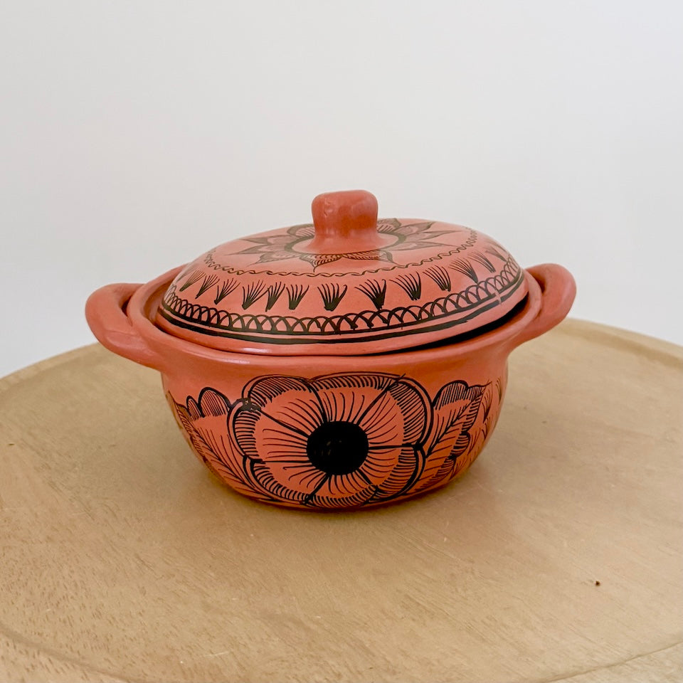 Terracotta Red Floral Casuelita