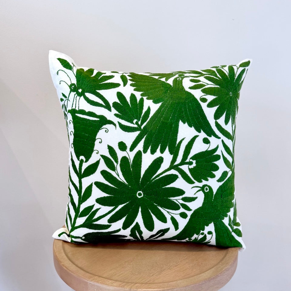 Dark Green Otomi Square Pillow Cover