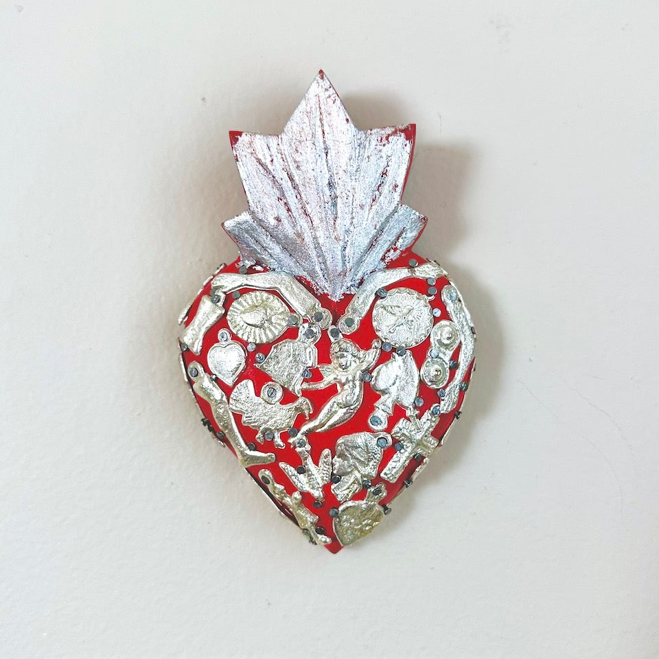 Medium Silver Milagro Sacred Hearts