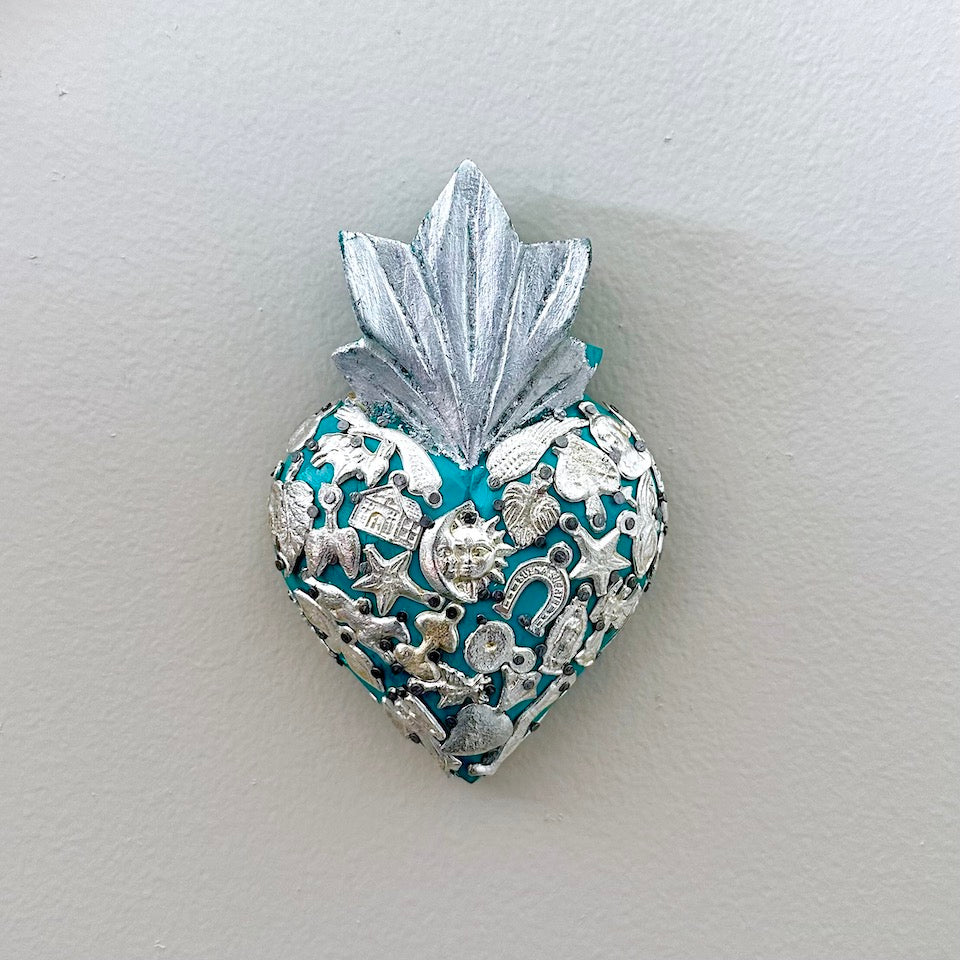 Medium Silver Milagro Sacred Hearts