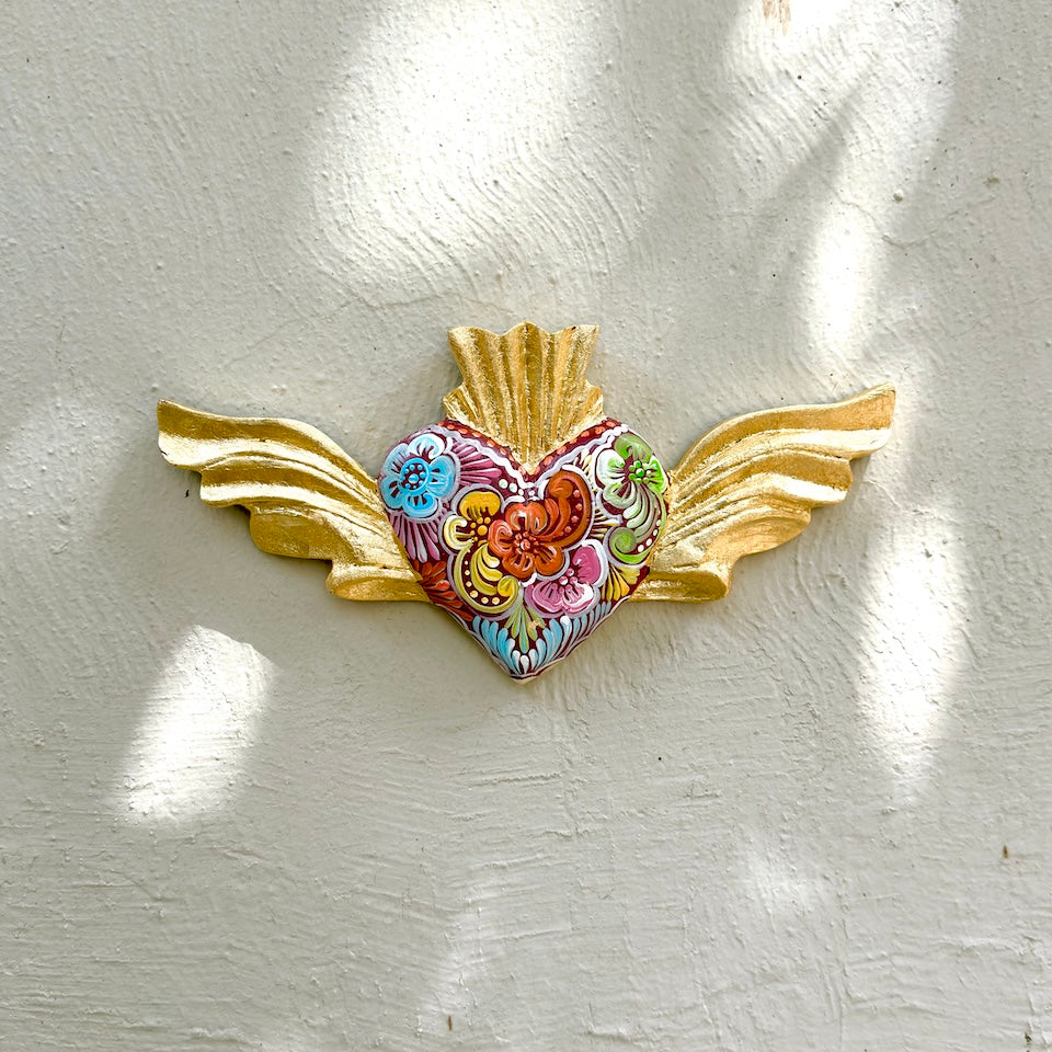 Talavera Inspired Heart With Wings