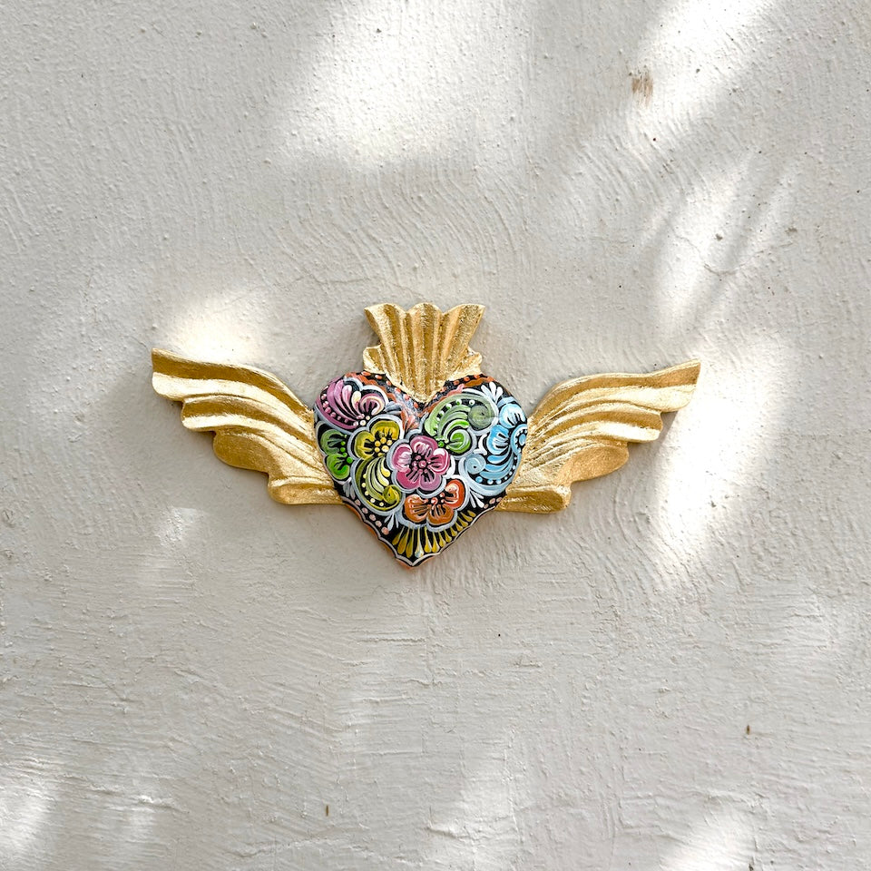 Talavera Inspired Heart With Wings
