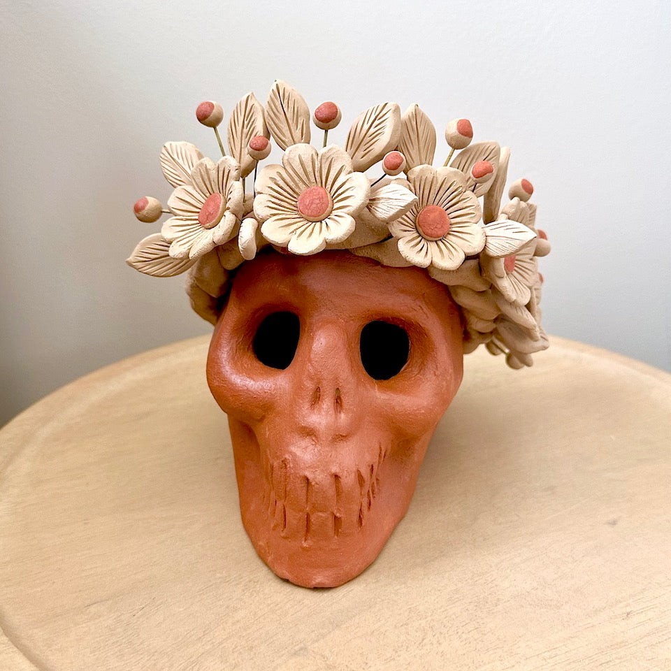Large Catrina Clay Skull