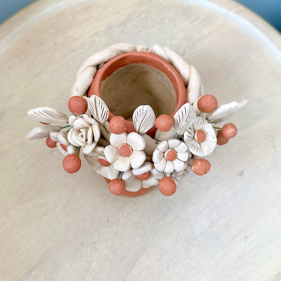 Catrina Clay Skull Candleholder