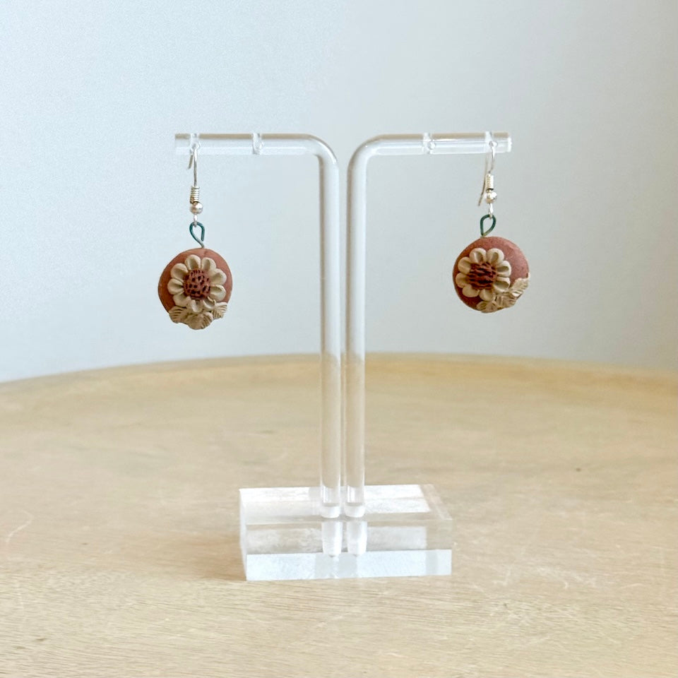 Atzompa Round Pastillaje Flower Earrings