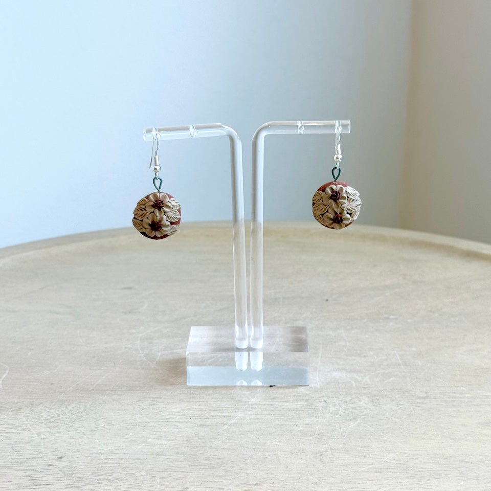 Atzompa Round Pastillaje Flower Earrings