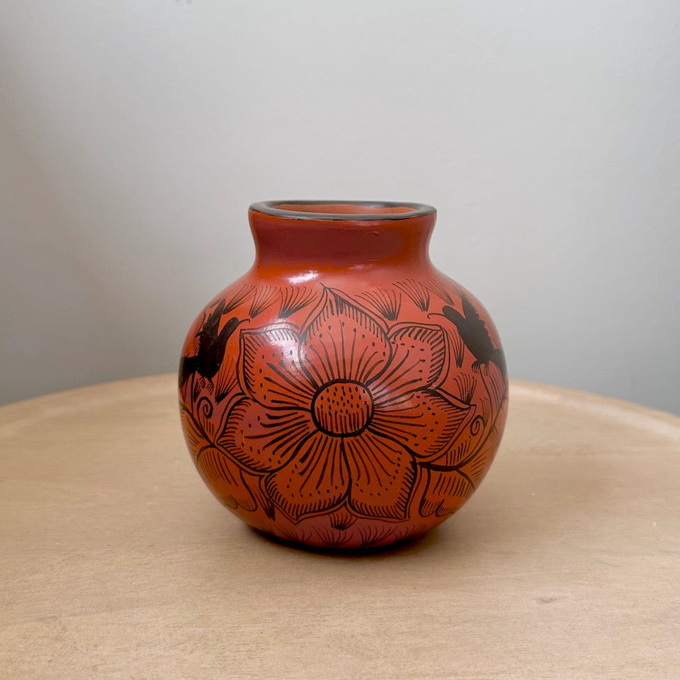 Michoacan Small Round Flower Vases - Brown