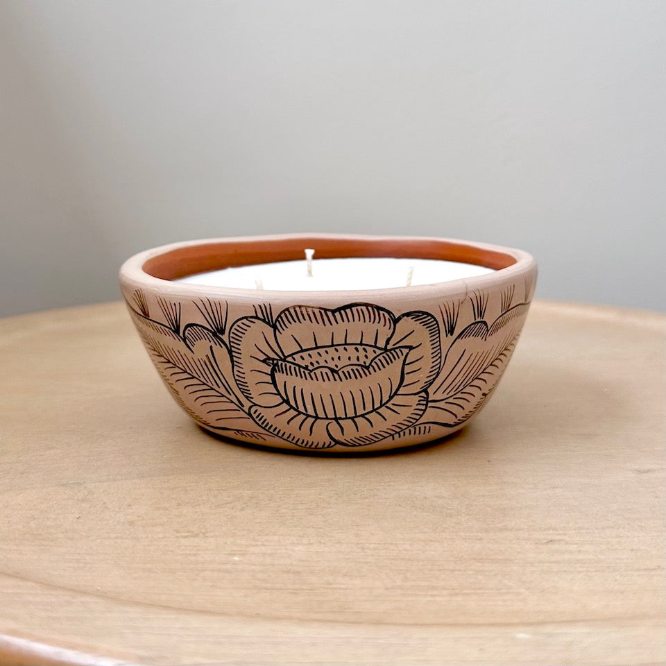 Michoacan Three Wick Candle Bowl - Taupe