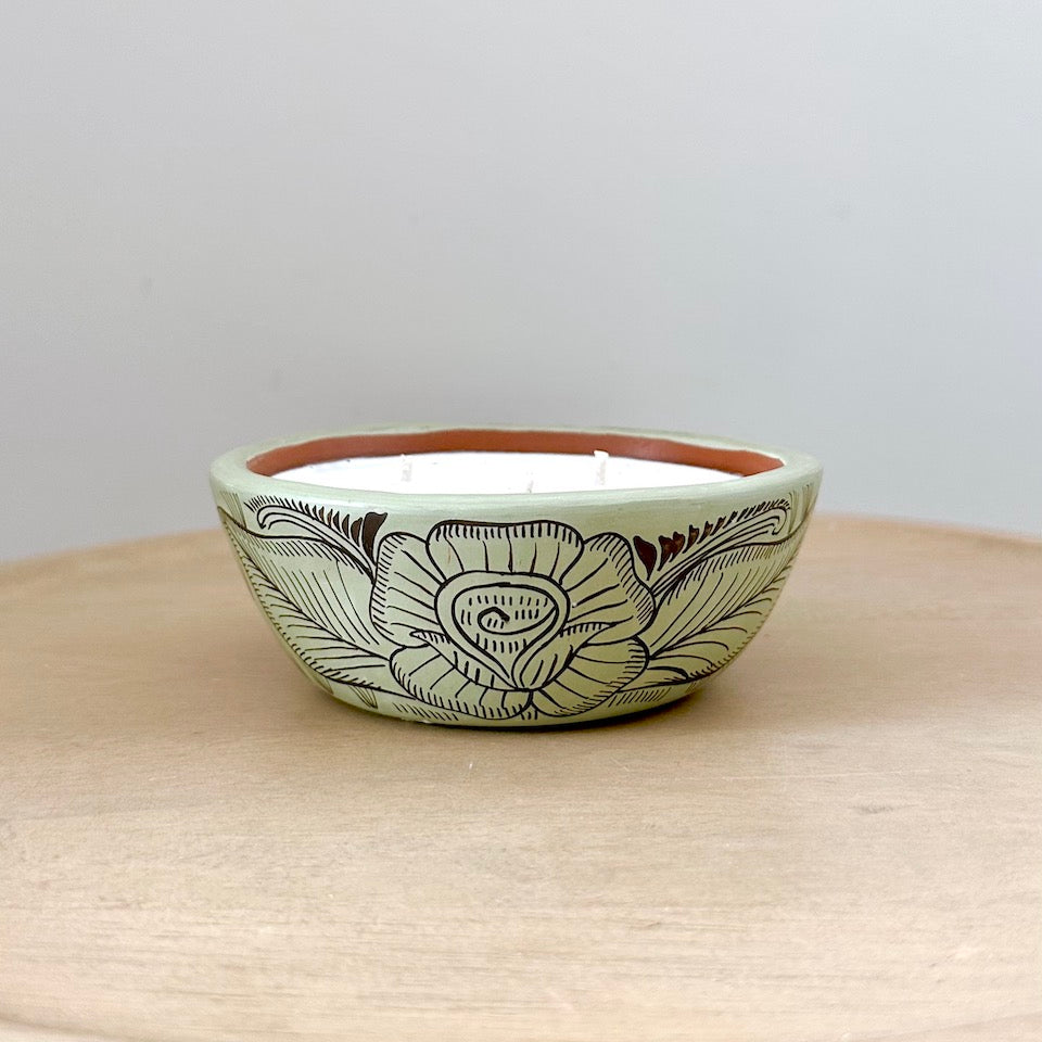 Michoacan Three Wick Candle Bowl - Pistachio