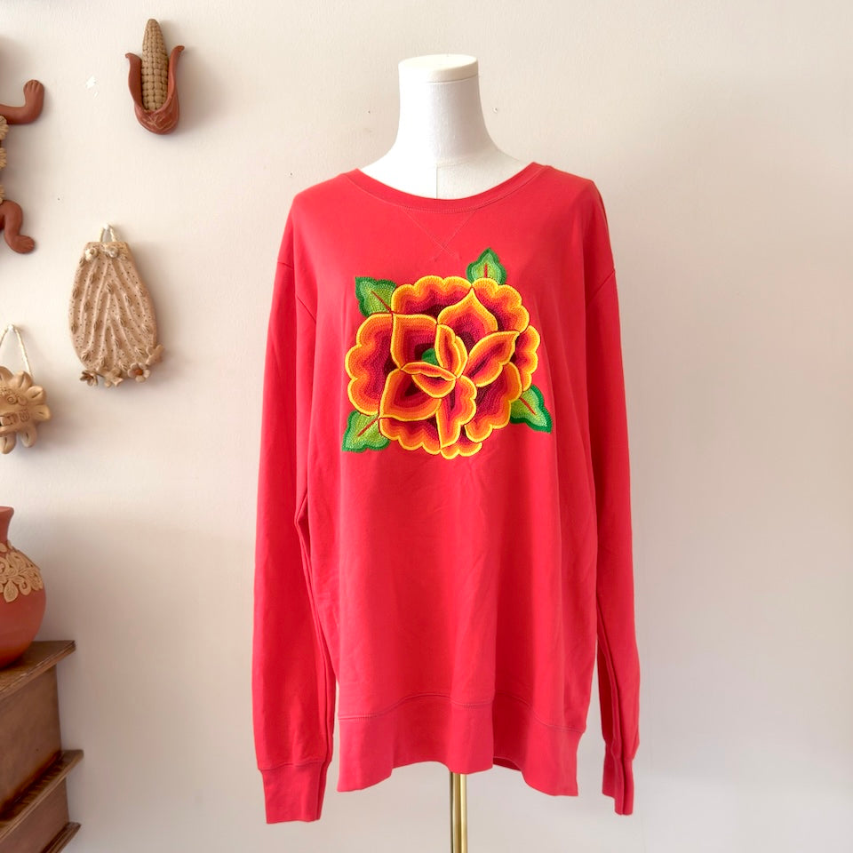 Red Istmo Embroidered Pullover Sweater