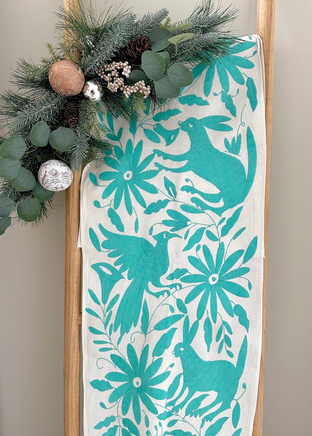 Turquoise Otomi Table Runner
