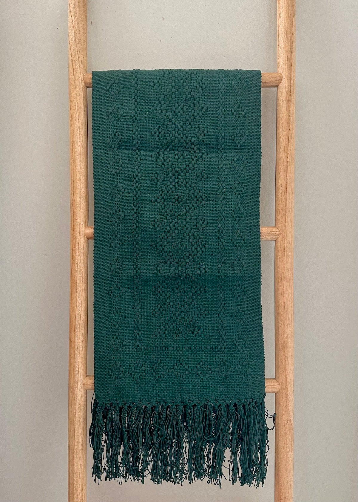 Dark Green Waistloom Table Runner
