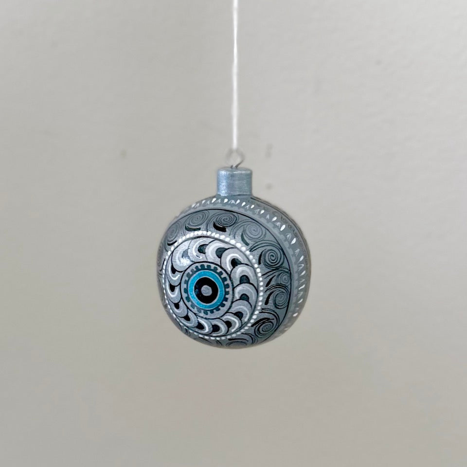 White & Black Alebrije Holiday Ornaments