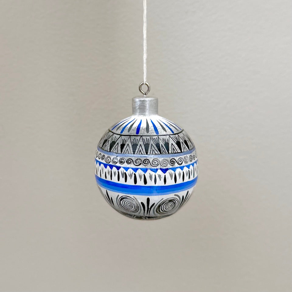 White & Black Alebrije Holiday Ornaments