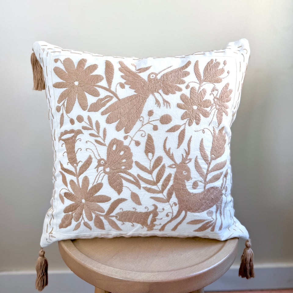 Taupe Otomi Square Pillow Cover