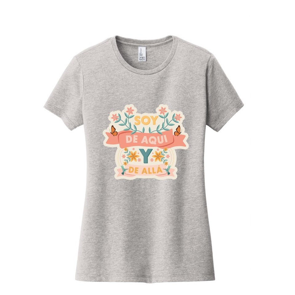 "Soy de Aqui y de Alla" Light Gray T-Shirt