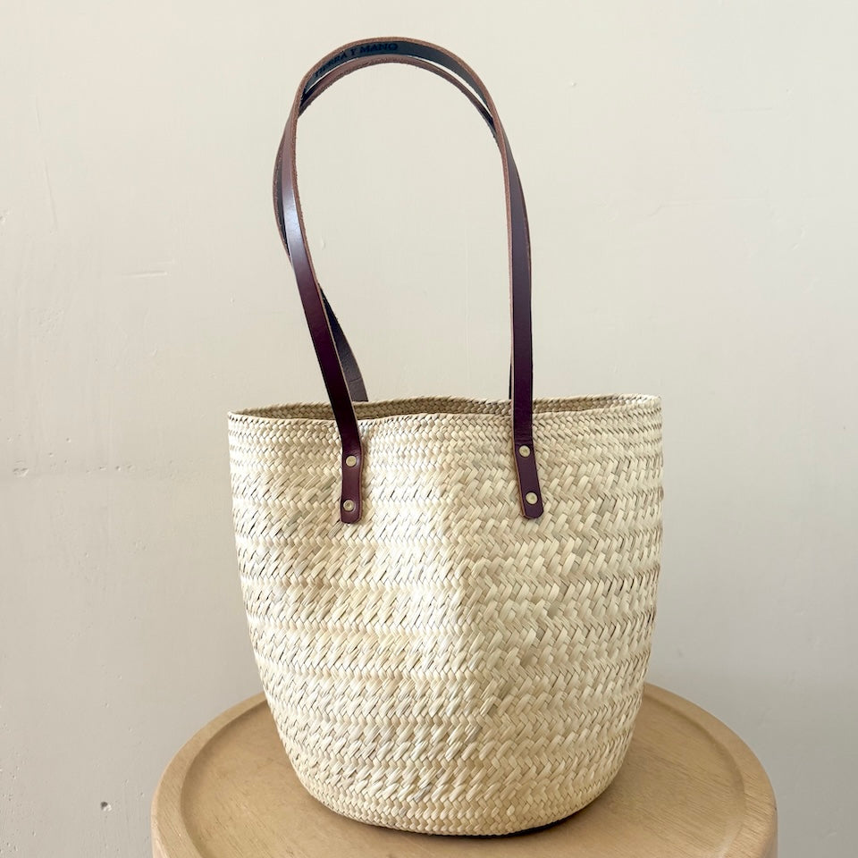 Medium Palm Bucket Bag with Leather Straps
