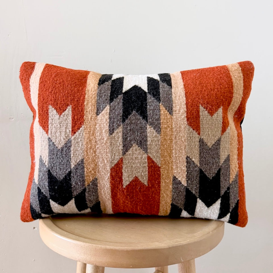 Lumber Teotitlan Wool Throw Pillow - Terracotta &amp; Black