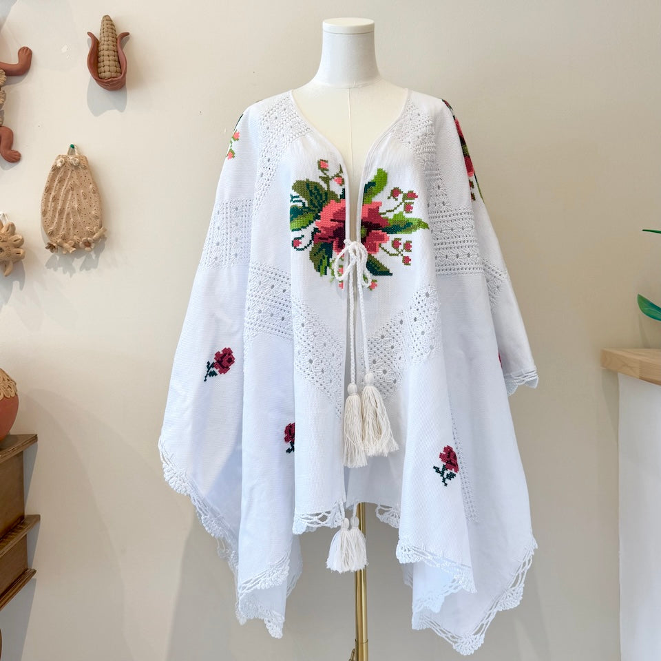 La Flor Embroidered Poncho